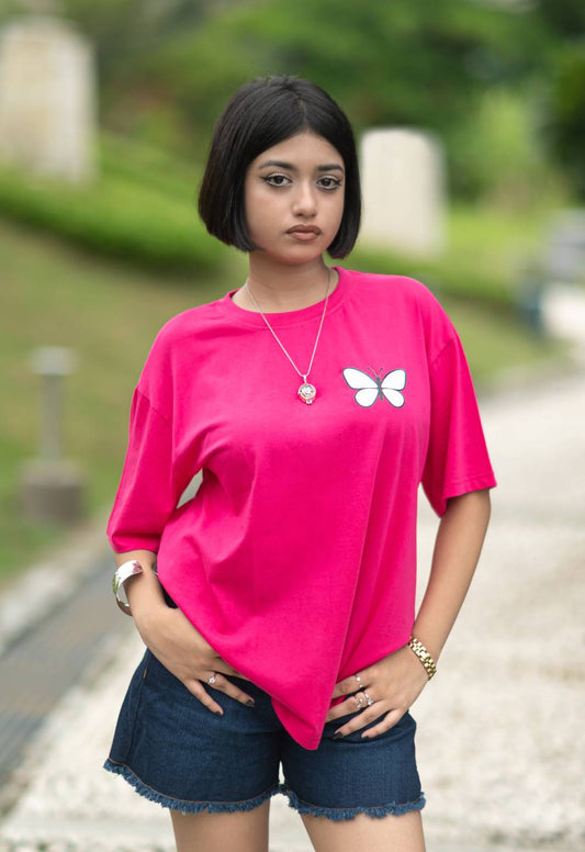 Graceful Wings Pink Oversized T-Shirt