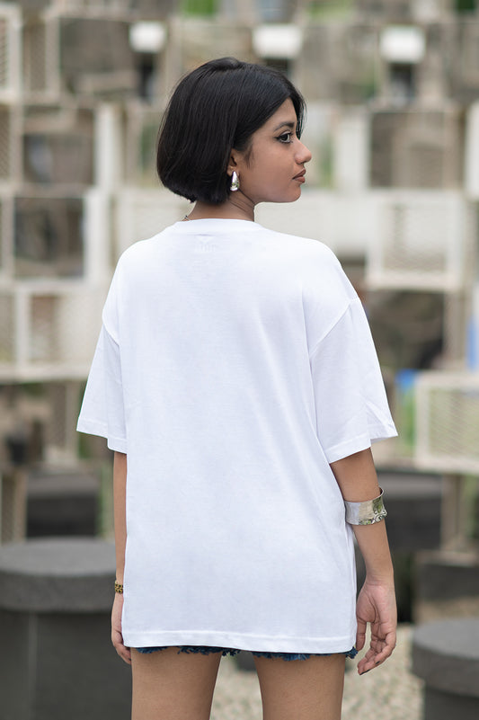 Pawsitive Vibes White Oversized T-Shirt