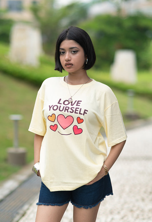 Heart & Smile Positivity Oversized T-Shirt