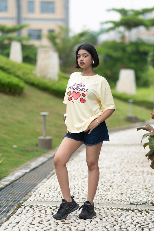 Heart & Smile Positivity Oversized T-Shirt