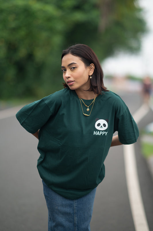 Happy Panda Graphic Oversized T-Shirt