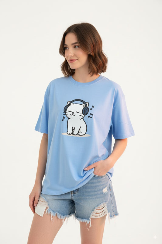 Chill Beats Cat Oversized T-Shirt