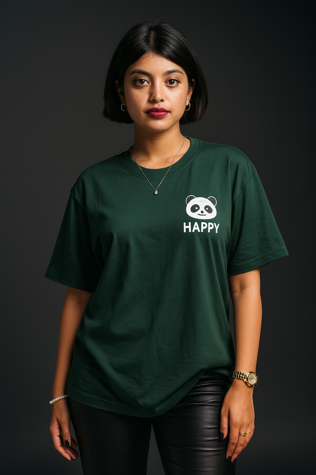 Happy Panda Graphic Oversized T-Shirt