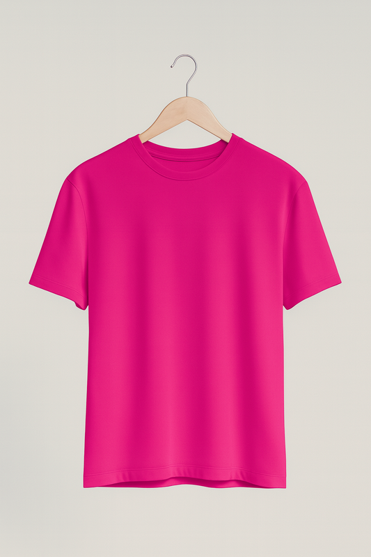 Hot Pink Plain Oversized T-shirt