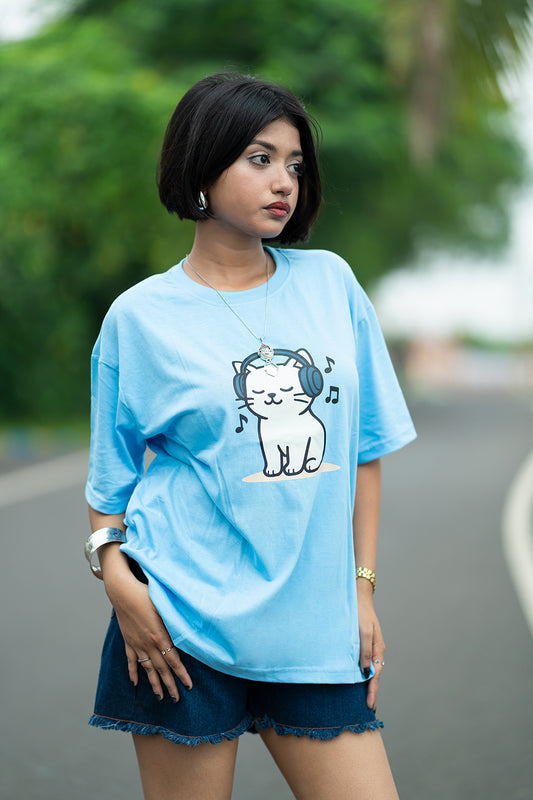 Chill Beats Cat Oversized T-Shirt