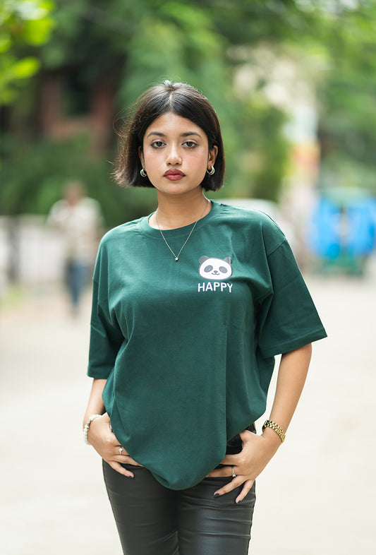 Happy Panda Graphic Oversized T-Shirt