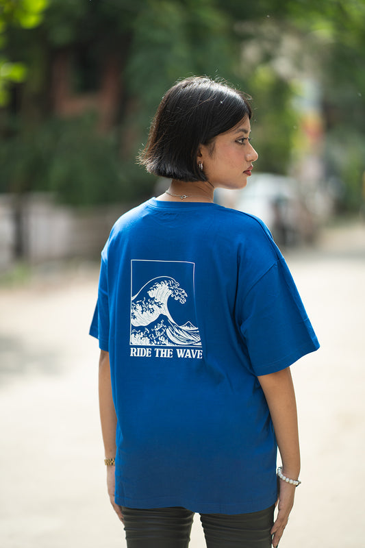 Coastal Vibes Blue Oversized T-Shirt