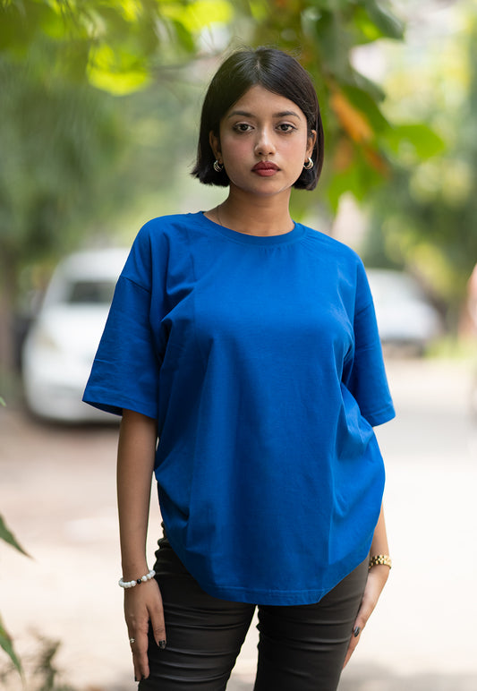 Royal Blue Oversized Plain T-Shirt