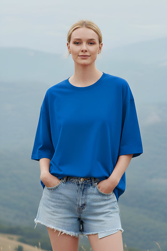 Royal Blue Oversized Plain T-Shirt