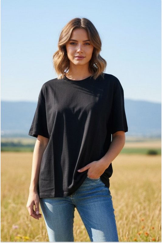 Feynor Oversized Plain Black T-shirt