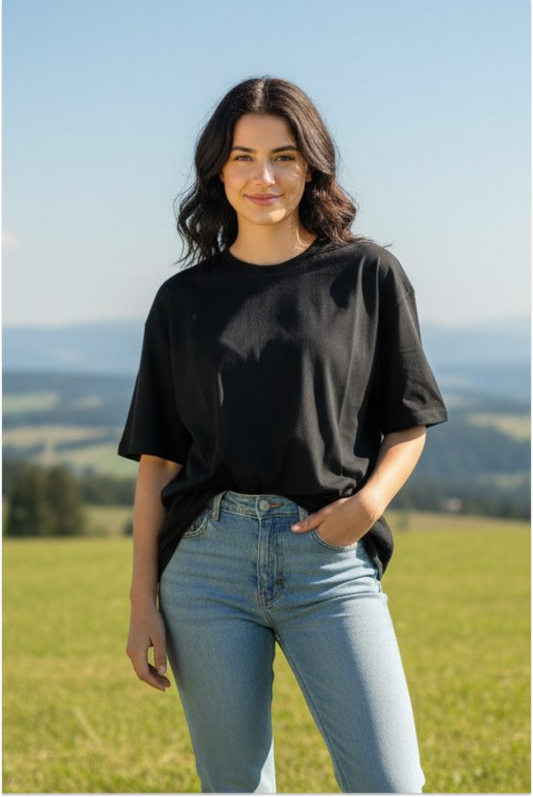 Feynor Oversized Plain Black T-shirt