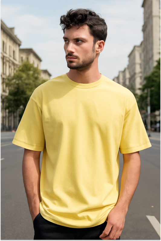 Butter Yellow  Oversized Plain T-shirt