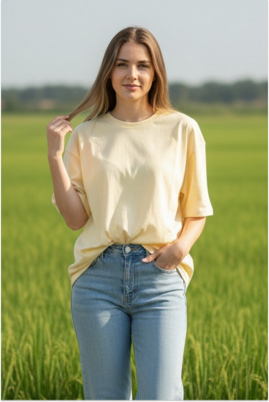 Butter Yellow  Oversized Plain T-shirt