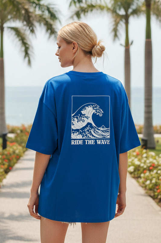 Coastal Vibes Blue Oversized T-Shirt