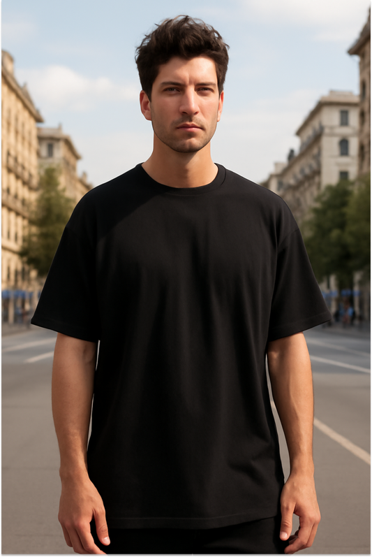 Feynor Oversized Plain Black T-shirt