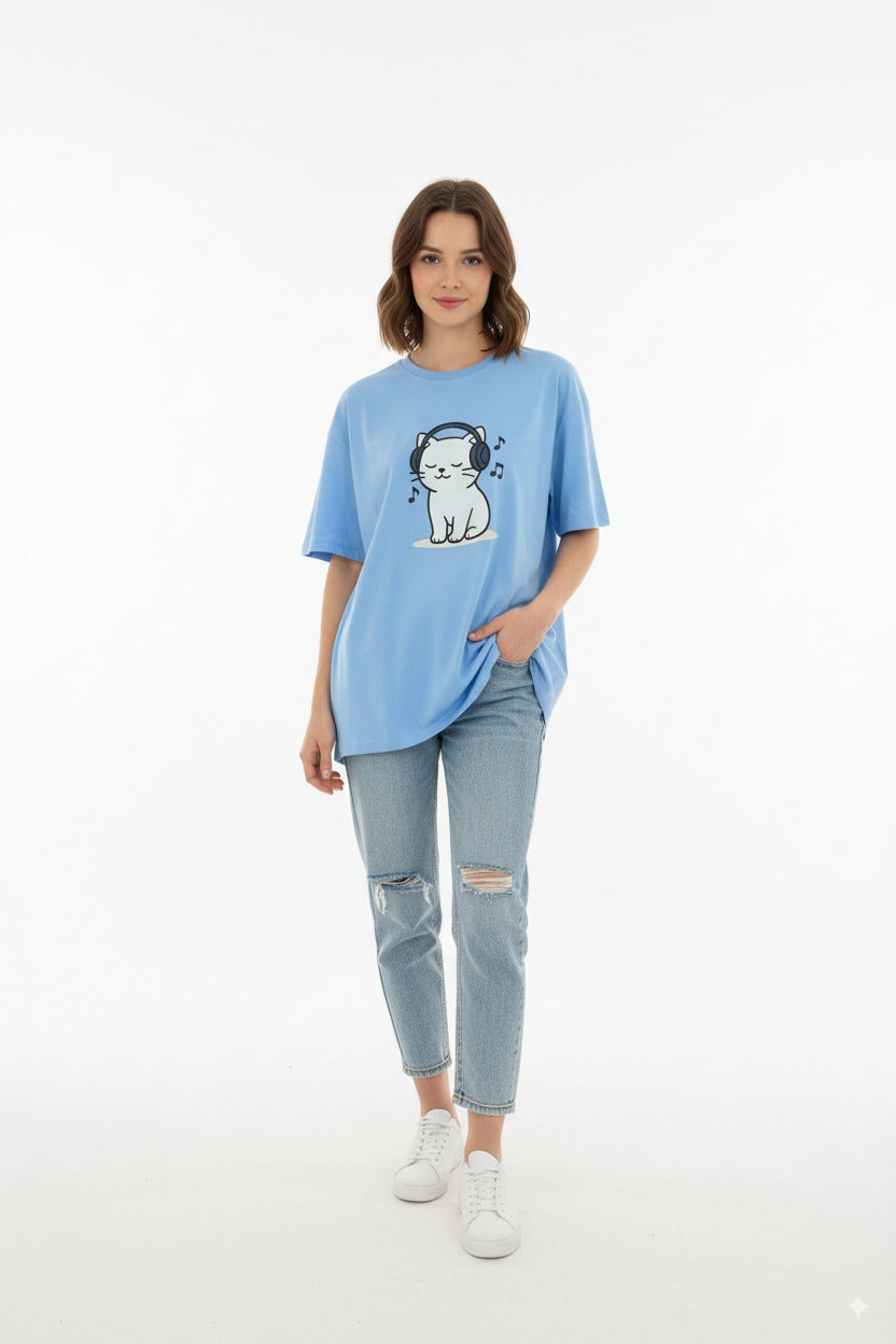 Chill Beats Cat Oversized T-Shirt