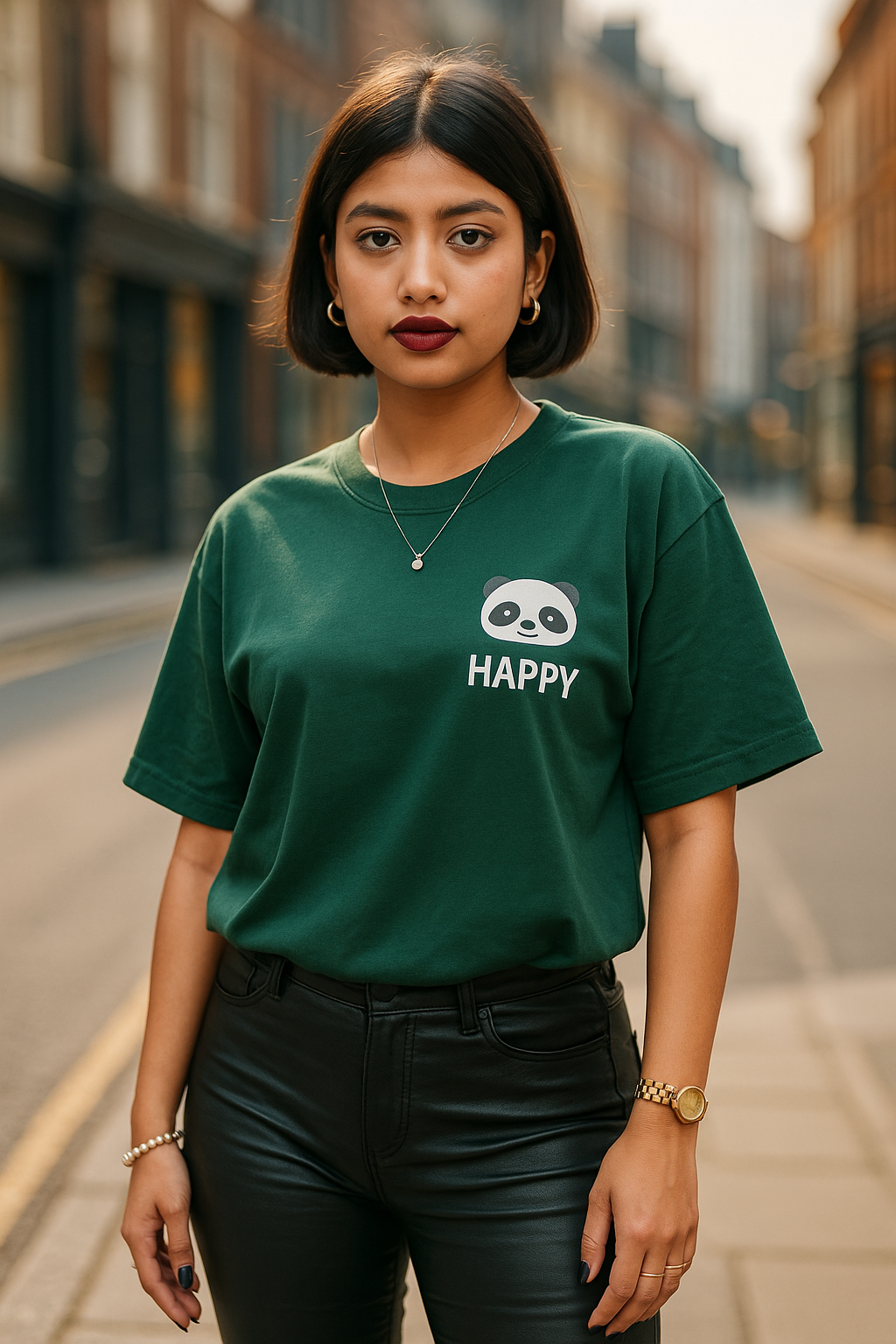Happy Panda Graphic Oversized T-Shirt
