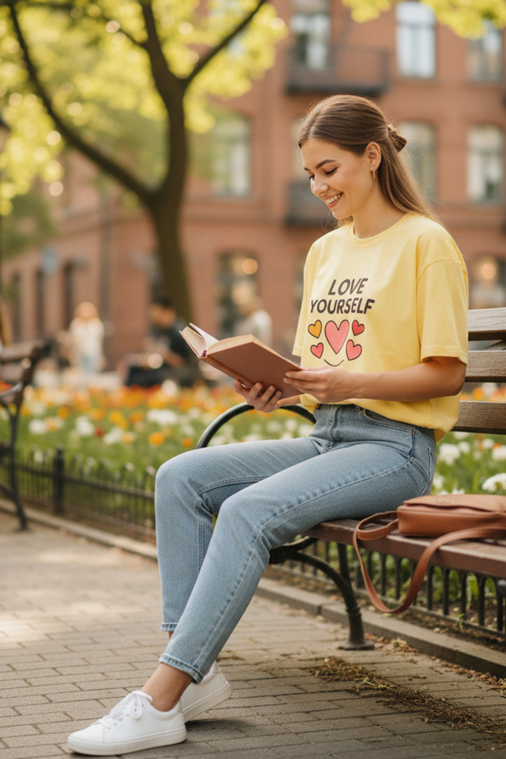 Heart & Smile Positivity Oversized T-Shirt