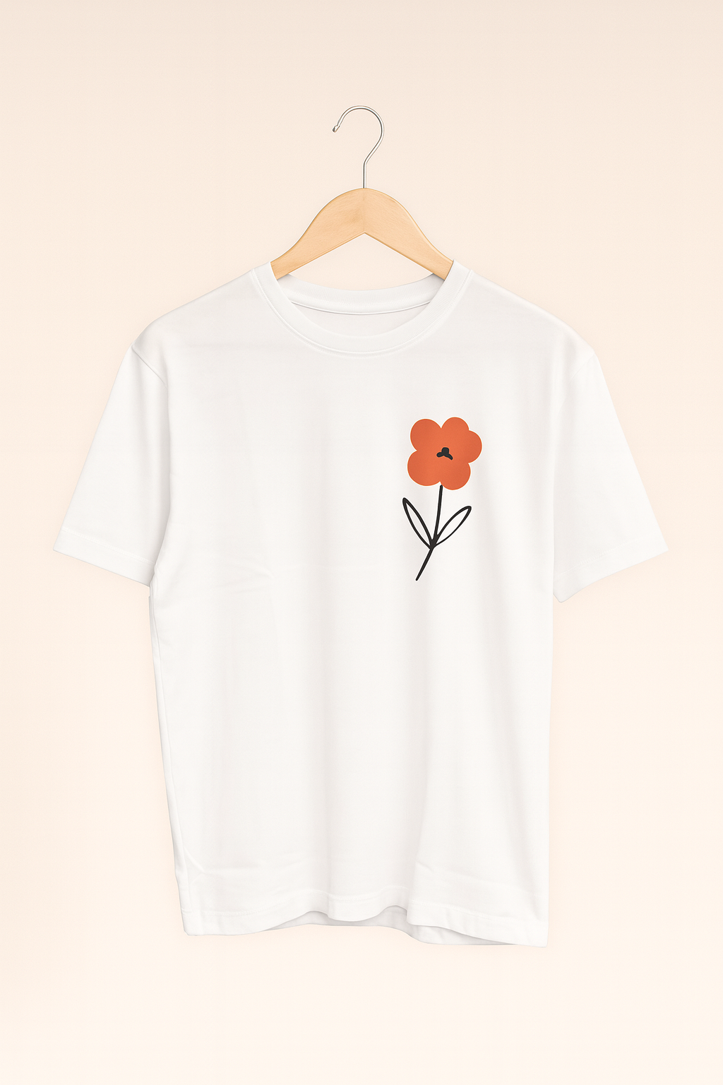 Red Blossom White Oversized T-Shirt
